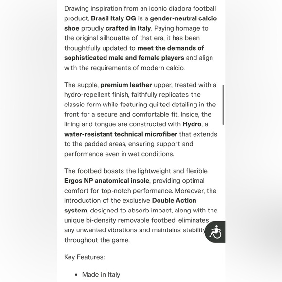 Diadora Brazil Italy OG GR LT+ MDPU men’s soccer cleats 8.5 Italian leather - Picture 3 of 7